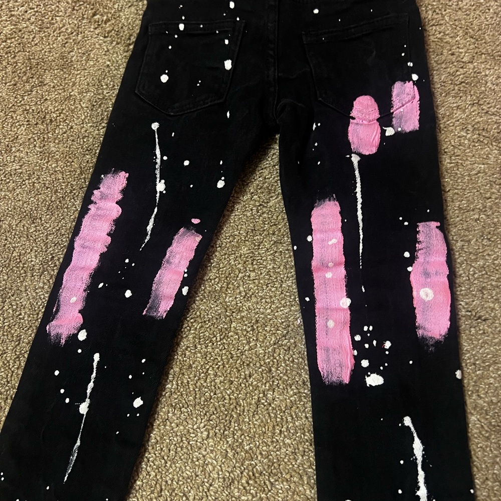 Black and Pink Cosmic Splatter Jeans